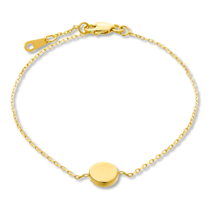 Main Image 1 of Round Disc Chain Bracelet 10K Yellow Gold 7.5" Adj.
