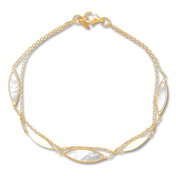 Jared Mother-of-Pearl Station Bracelet 14K Yellow Gold 7.5"