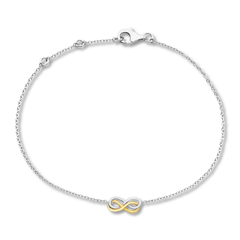 Main Image 1 of Endless Knot Chain Bracelet 10K Two-Tone Gold 7.5" Adj.