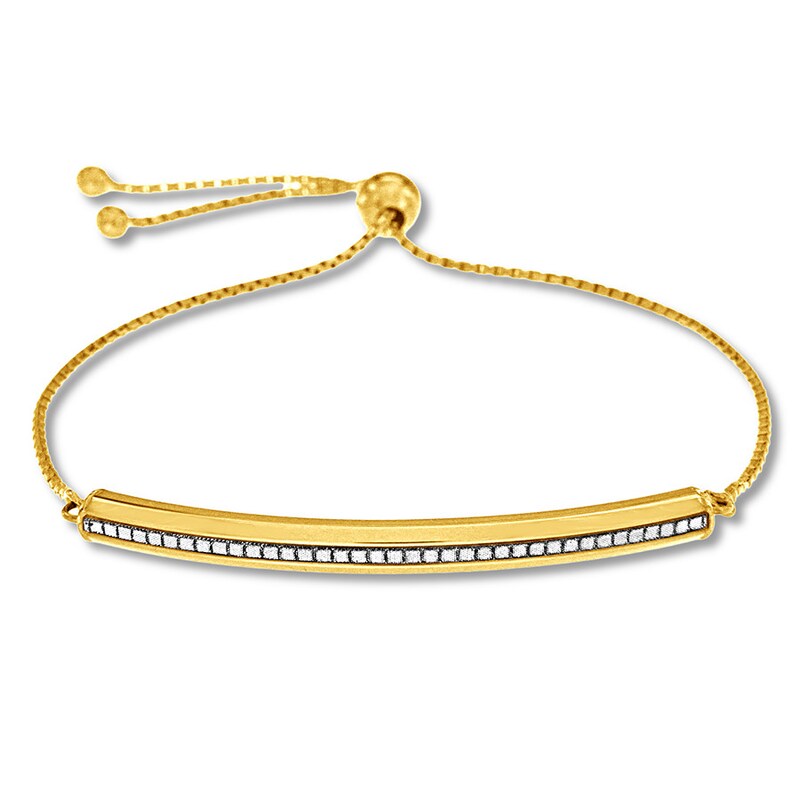 Textured Bar Bolo Bracelet 10K Yellow Gold