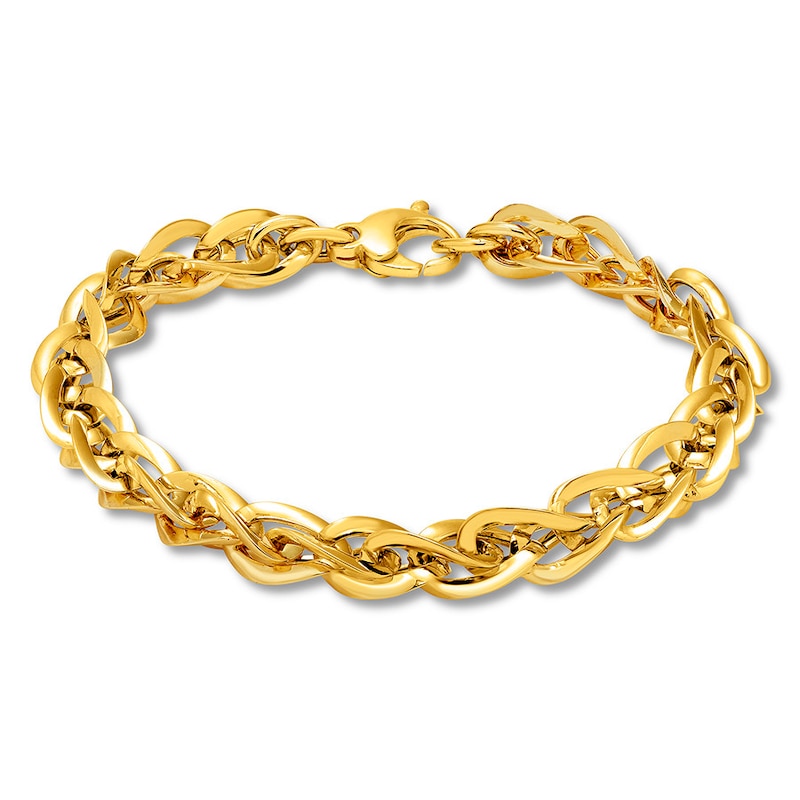 Hollow Link Chain Bracelet 10K Yellow Gold 8"