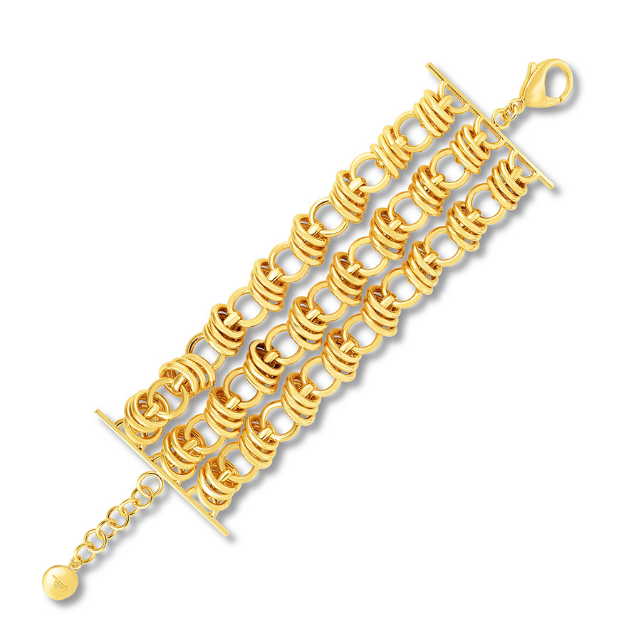 Thumbnail Image 0 of Round Link Bracelet Bronze/14K Yellow Gold-Plated 8.25"