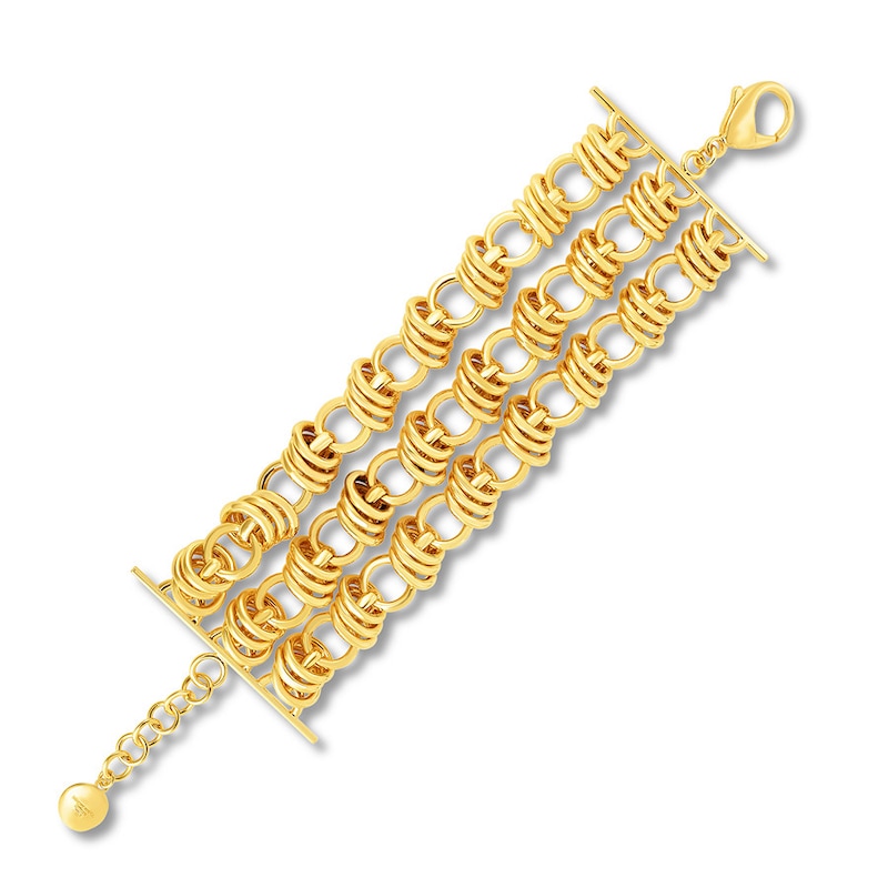 Round Link Bracelet Bronze/14K Yellow Gold-Plated 8.25"