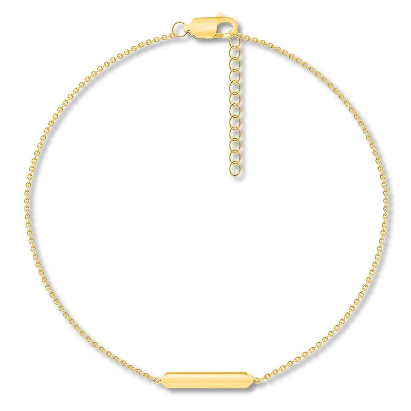 Bar Anklet 10K Yellow Gold 9" to 10" Adjustable