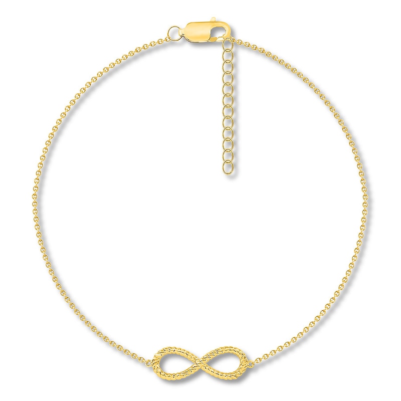 Infinity Symbol Anklet 10K Yellow Gold 9" to 10" Adjustable