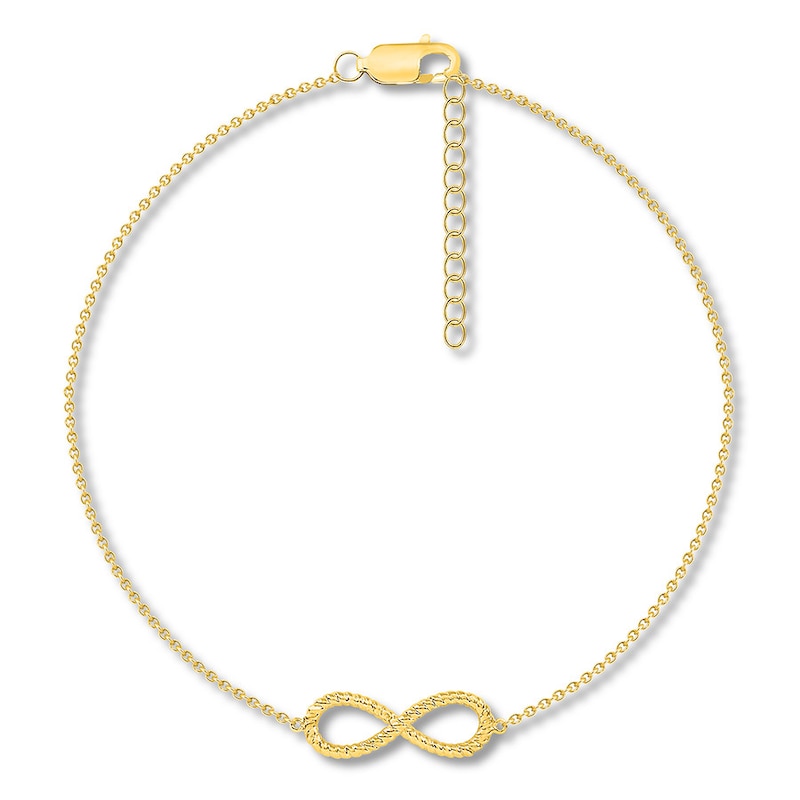 Main Image 1 of Infinity Symbol Anklet 10K Yellow Gold 9" to 10" Adjustable
