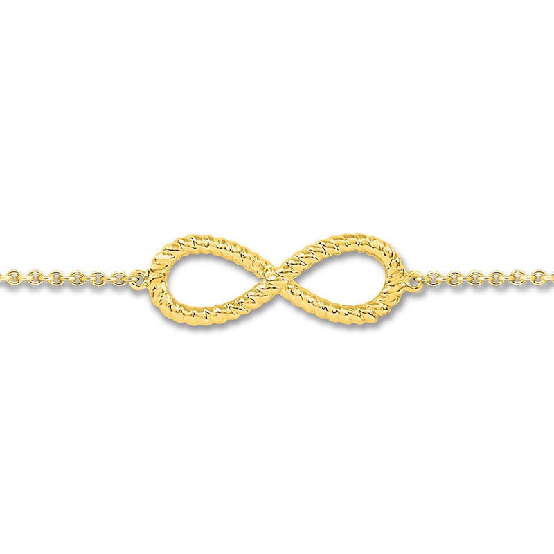 Infinity Symbol Anklet 10K Yellow Gold 9" to 10" Adjustable