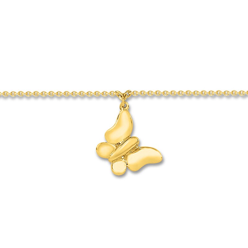 Main Image 2 of Butterfly Anklet 10K Yellow Gold 9"-10" Adjustable