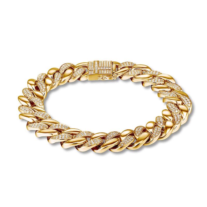 Main Image 2 of Men's Diamond Link Bracelet 2 ct tw 14K Yellow Gold 8.5"