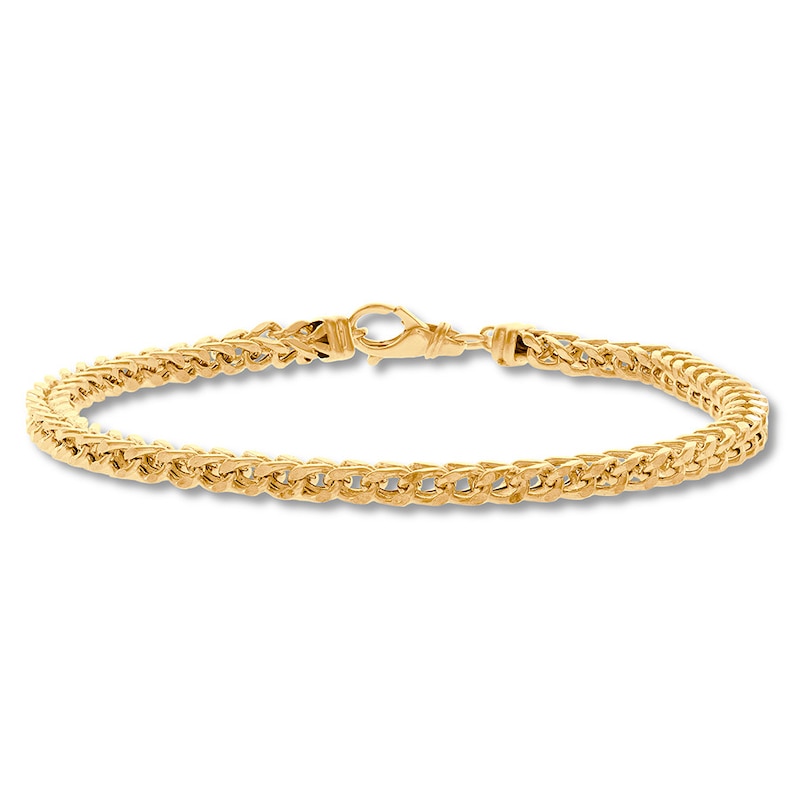 Main Image 1 of Semi-Solid Square Franco Chain Bracelet 10K Yellow Gold 8.5"