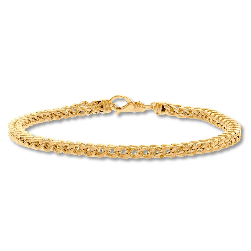 Semi-Solid Square Franco Chain Bracelet 10K Yellow Gold 8.5"