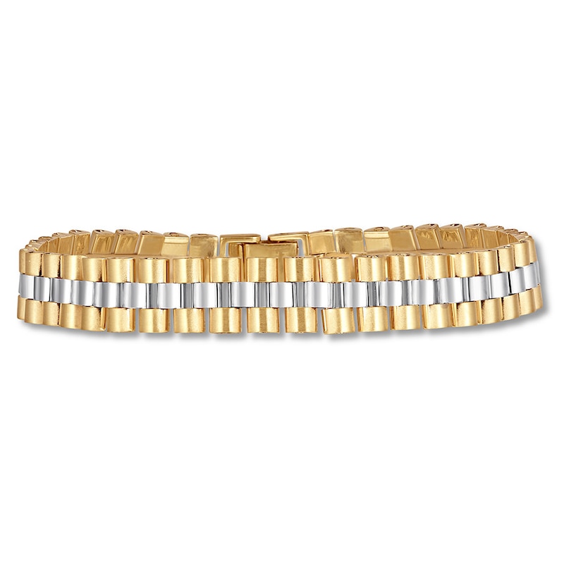 Men's Link Chain Bracelet 10K Two-Tone Gold 8.5"