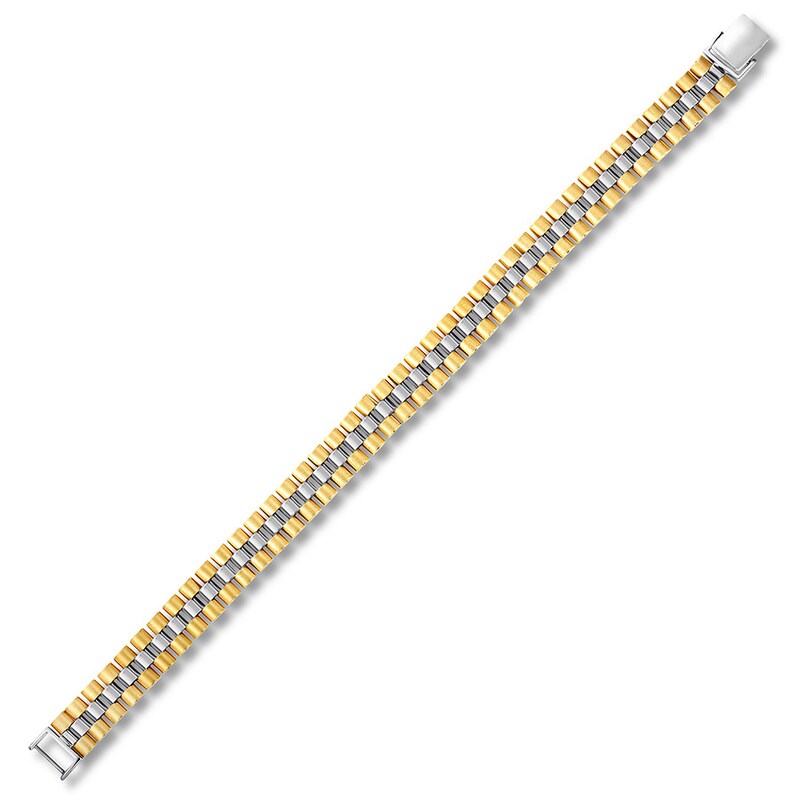 Main Image 2 of Men's Link Chain Bracelet 10K Two-Tone Gold 8.5"