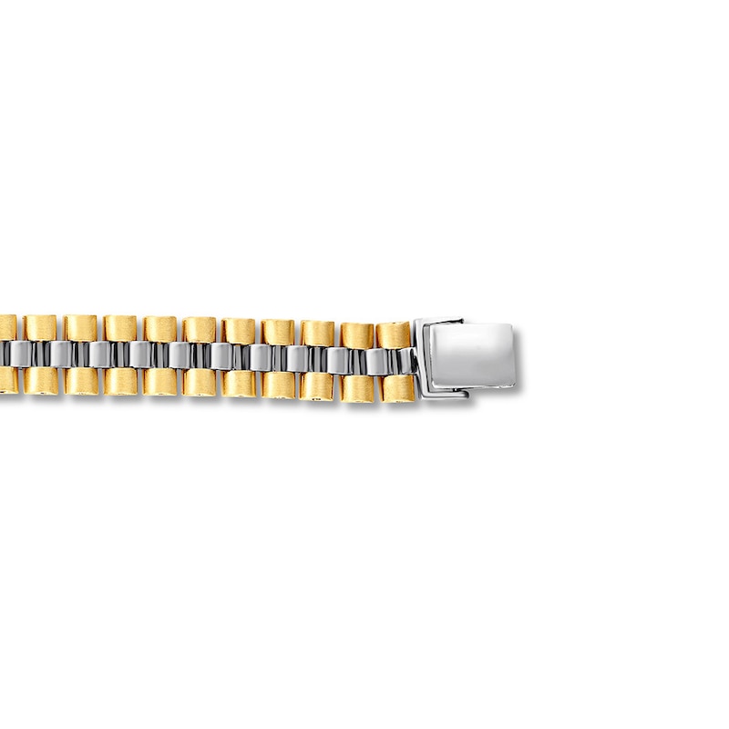 Men's Link Chain Bracelet 10K Two-Tone Gold 8.5"