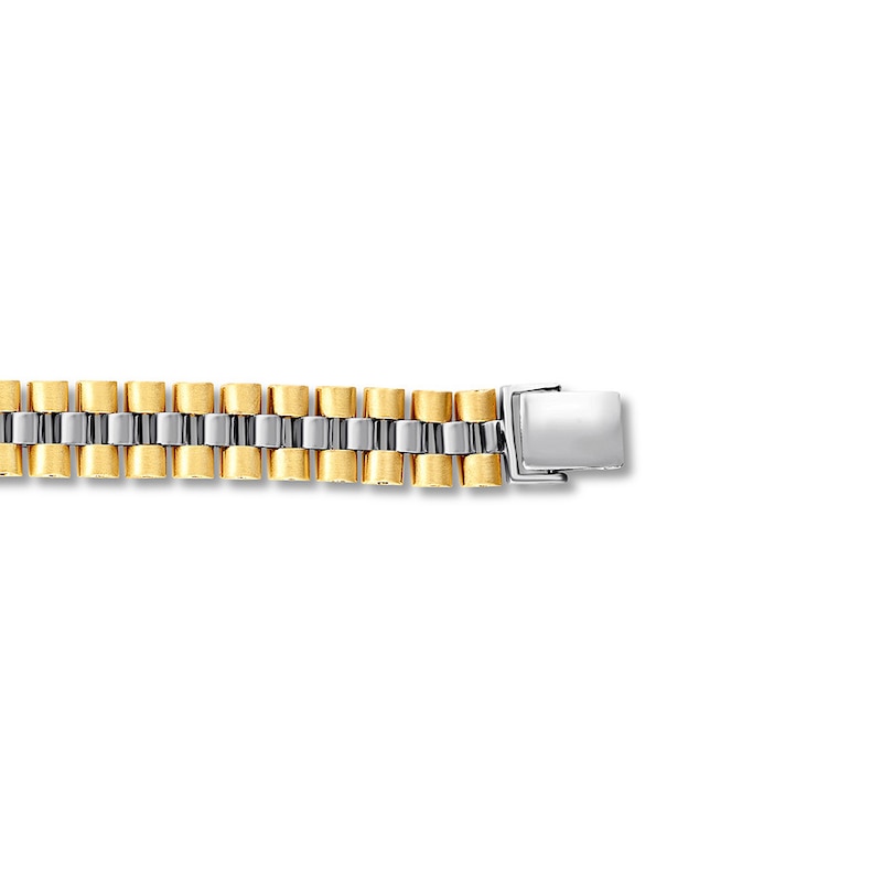 Main Image 3 of Men's Link Chain Bracelet 10K Two-Tone Gold 8.5"