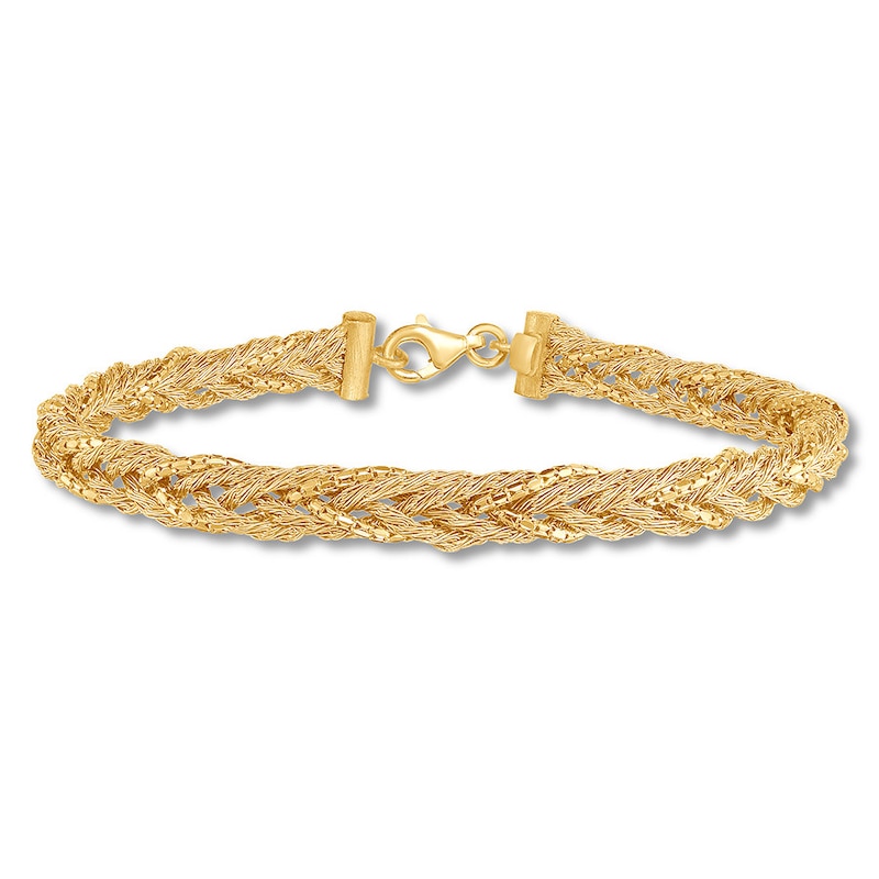 Woven Link Chain Bracelet 14K Yellow Gold 7.5"