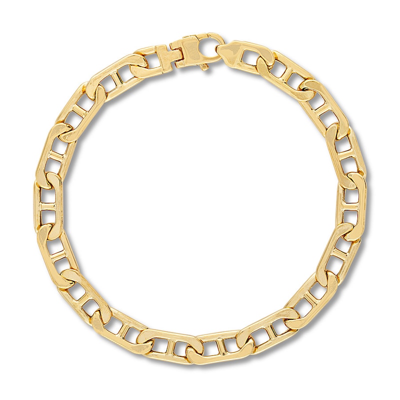 Semi-Solid Mariner Link Chain Bracelet 10K Yellow Gold 8.5" 7mm