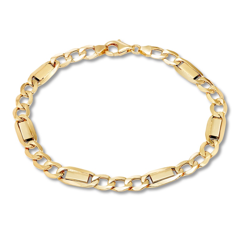 Main Image 1 of Figaro Link Chain Bracelet 10K Yellow Gold 8.5"