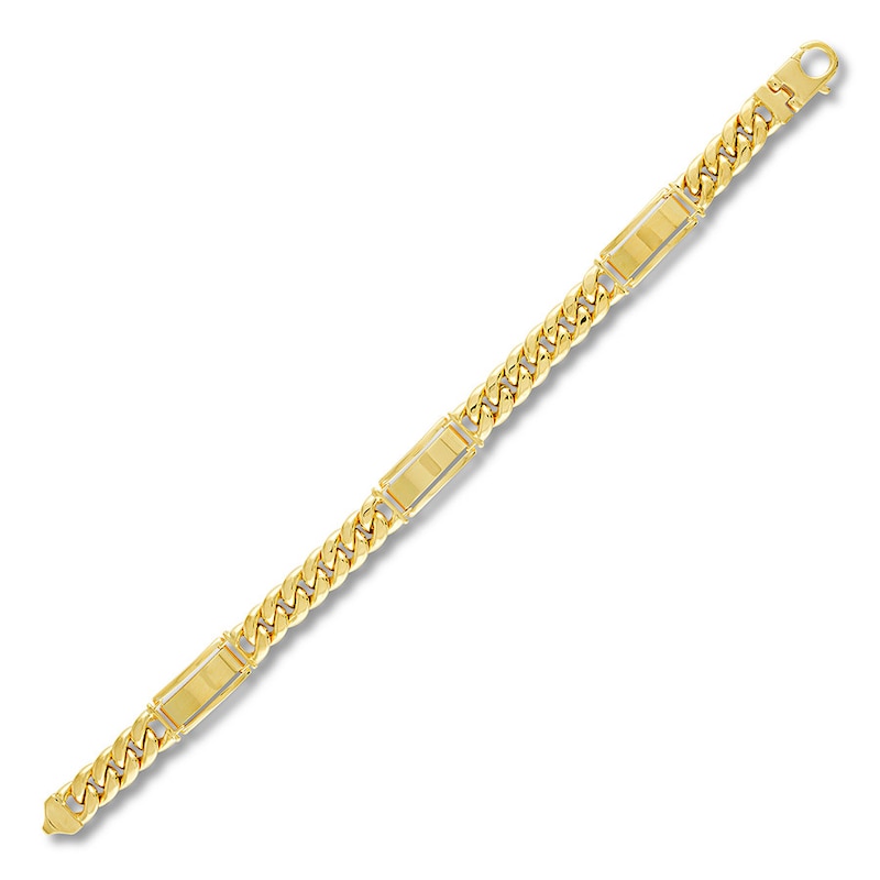 Semi-Solid Miami Cuban Link Bracelet 10K Yellow Gold 9"