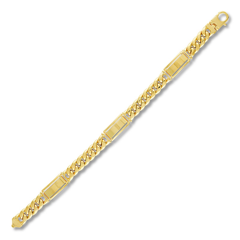 Main Image 1 of Semi-Solid Miami Cuban Link Bracelet 10K Yellow Gold 9" 9.5mm
