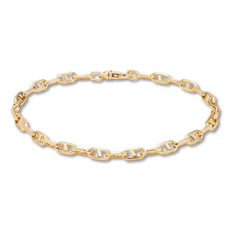 Semi-Solid Mariner Link Chain Bracelet 10K Yellow Gold 8.5"