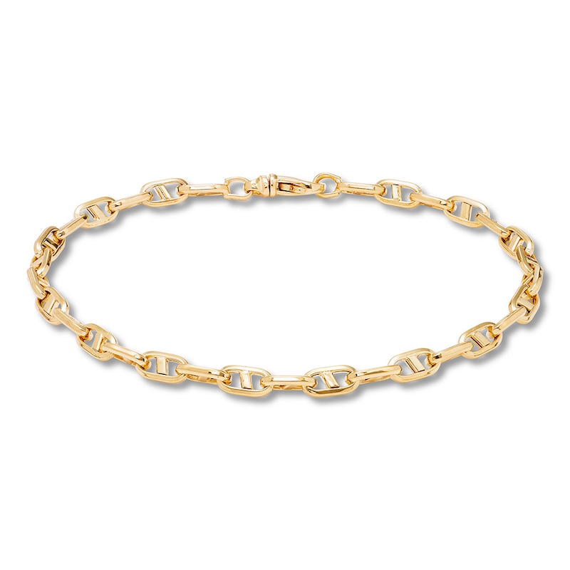 Semi-Solid Mariner Link Chain Bracelet 10K Yellow Gold 8.5" 4mm