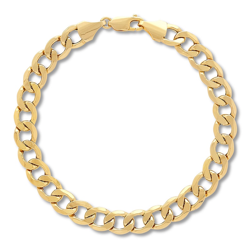 Main Image 1 of Hollow Curb Chain Bracelet 10K Yellow Gold 9" Approx. 8.8mm