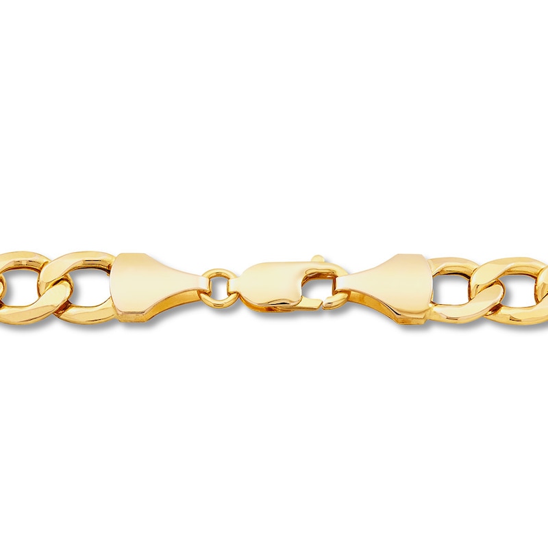 Hollow Figaro Link Chain Bracelet 10K Yellow Gold 9"
