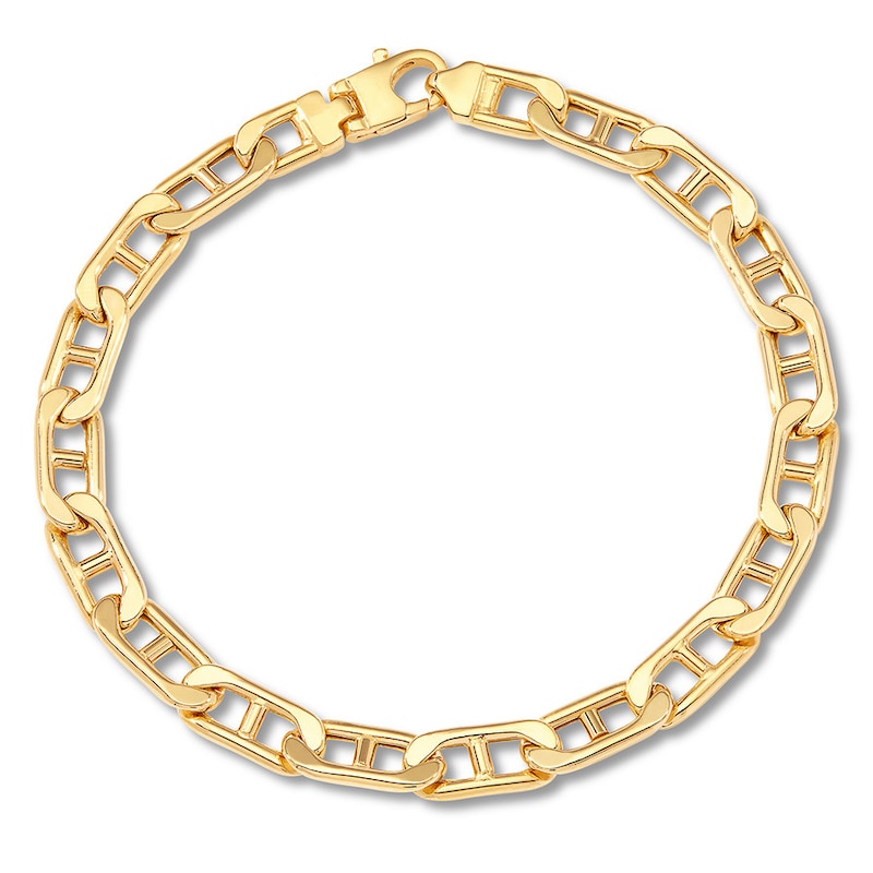 Hollow Mariner Link Bracelet 10K Yellow Gold 9"