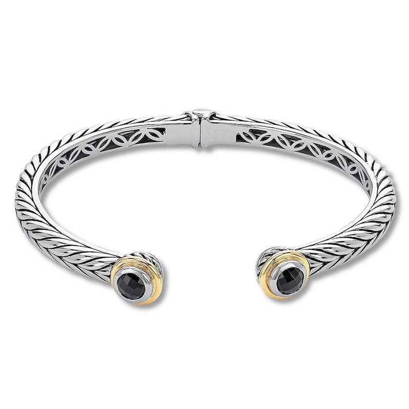 Main Image 1 of Onyx Bangle Sterling Silver/14K Yellow Gold