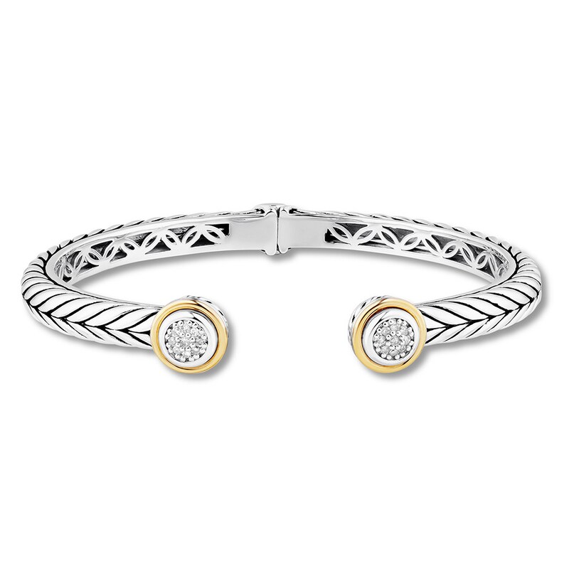 Main Image 1 of Diamond Bangle 1/10 carat tw Sterling Silver/14K Gold