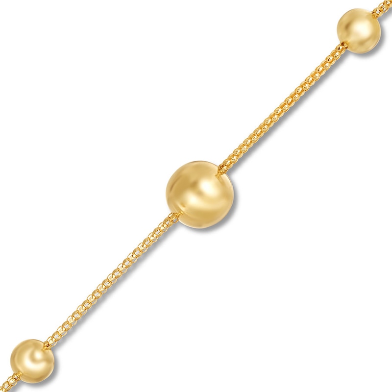 Popcorn Chain & Sphere Bracelet 14K Yellow Gold 7.5"