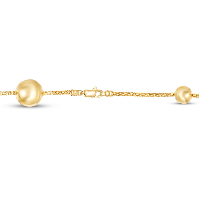 Popcorn Chain & Sphere Bracelet 14K Yellow Gold 7.5"
