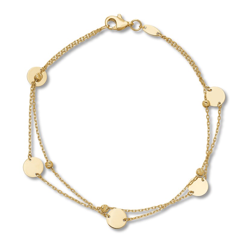Main Image 1 of Two-Row Disc Bracelet 10K Yellow Gold 7.5&quot;