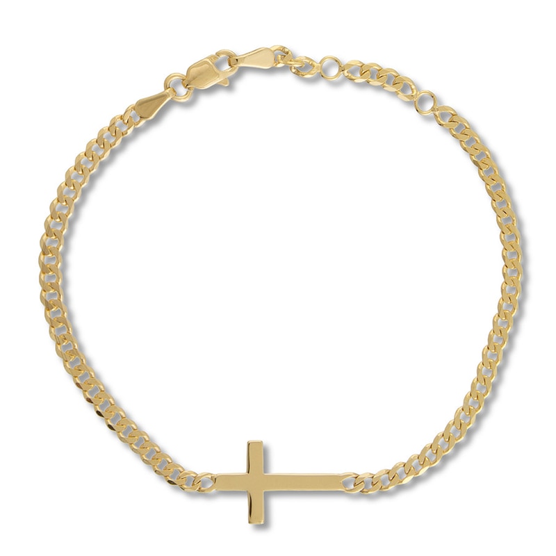 Main Image 1 of Sideways Cross Bracelet 14K Yellow Gold 7.25"