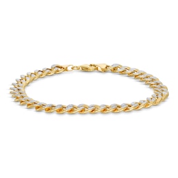 Semi-Solid Curb Chain Bracelet 10K Two-Tone Gold 8.5" 8mm