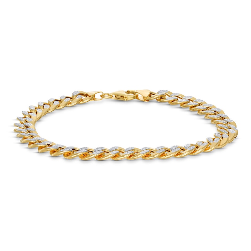 Semi-Solid Curb Chain Bracelet 10K Two-Tone Gold 8.5"