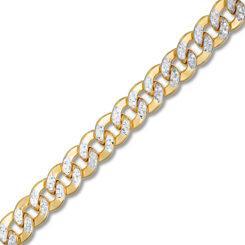 Semi-Solid Curb Chain Bracelet 10K Two-Tone Gold 8.5"