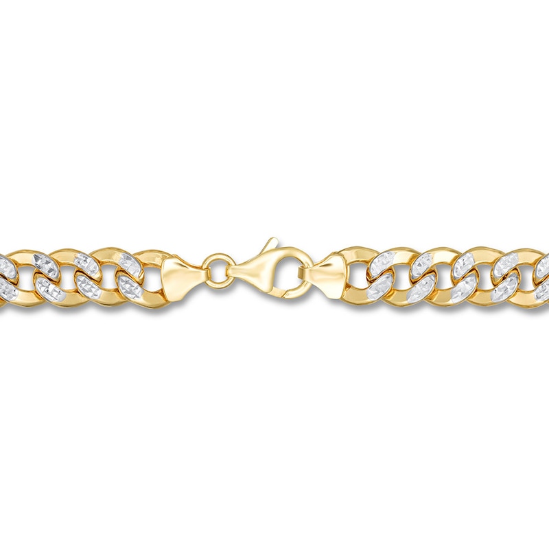 Semi-Solid Curb Chain Bracelet 10K Two-Tone Gold 8.5"