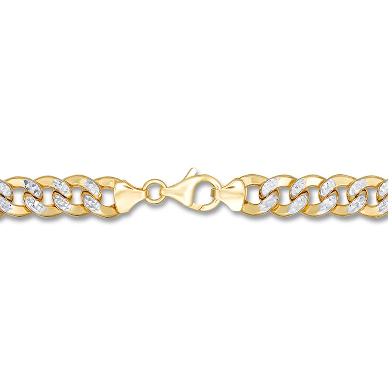 Main Image 3 of Semi-Solid Curb Chain Bracelet 10K Two-Tone Gold 8.5" 8mm