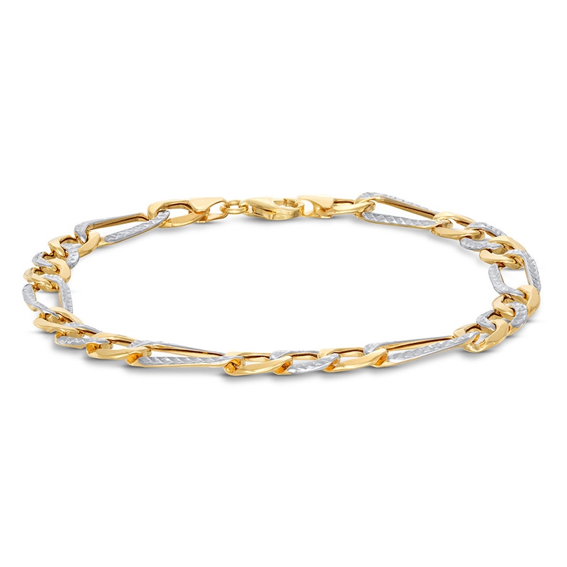 Main Image 1 of Semi-Solid Figaro Chain Bracelet 10K Yellow Gold 8.5" 7.5mm