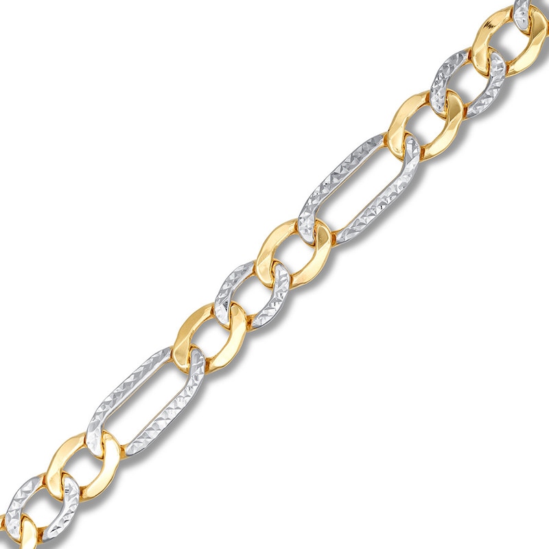 Main Image 2 of Semi-Solid Figaro Chain Bracelet 10K Yellow Gold 8.5" 7.5mm