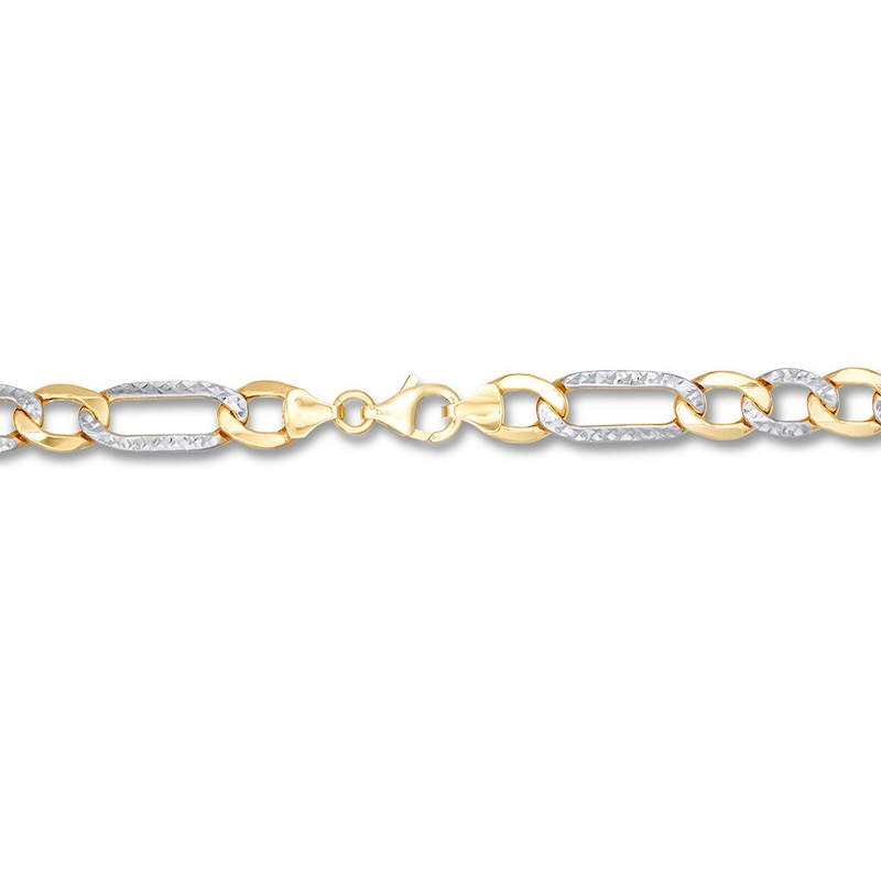 Main Image 3 of Semi-Solid Figaro Chain Bracelet 10K Yellow Gold 8.5" 7.5mm
