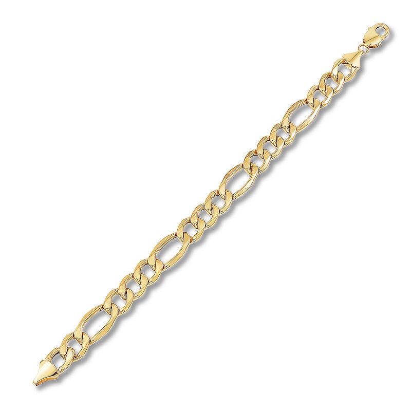 Main Image 1 of Solid Figaro Chain Bracelet 10K Yellow Gold 9" Length