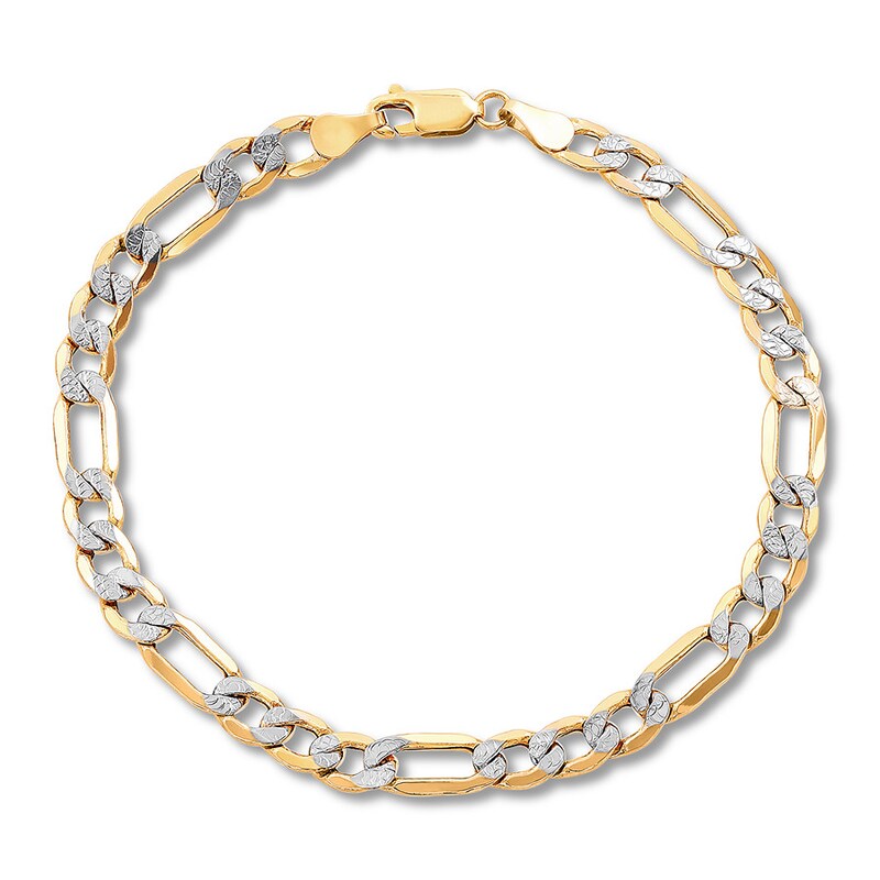 Main Image 1 of Hollow Figaro Chain Bracelet 10K Yellow Gold 8.5" Length