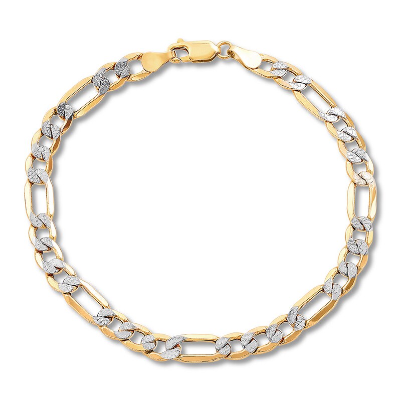 Hollow Figaro Chain Bracelet 10K Yellow Gold 8.5" Length