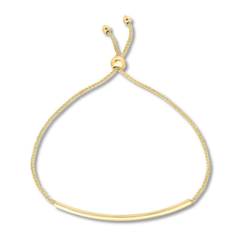 Main Image 1 of Bar Bolo Bracelet 10K Yellow Gold 9" Adjustable