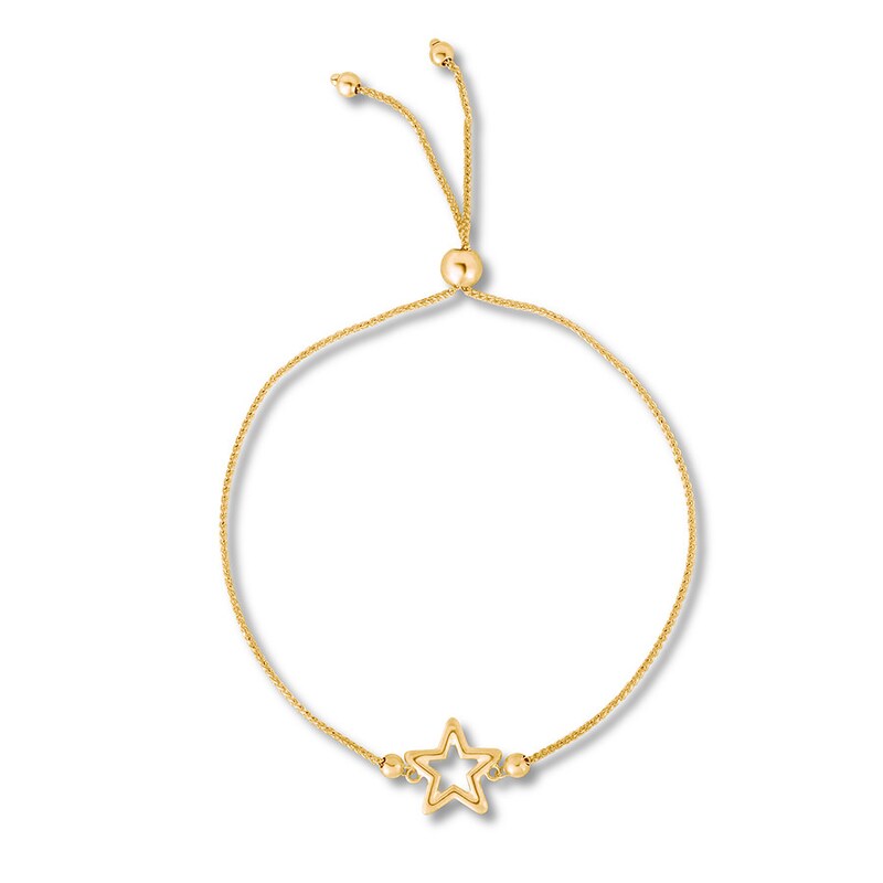 Star Bolo Bracelet 10K Yellow Gold 9" Adjustable