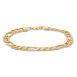 Hollow Figaro Link Chain Bracelet 10K Yellow Gold 9"