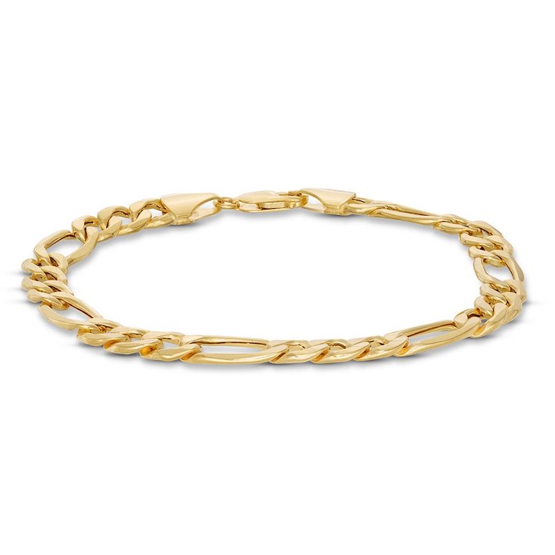 Main Image 1 of Hollow Figaro Link Chain Bracelet 10K Yellow Gold 9"